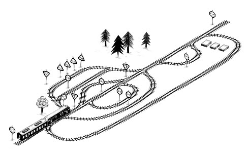 Illustration of a railroad system representing the syntactic structure of regular expressions